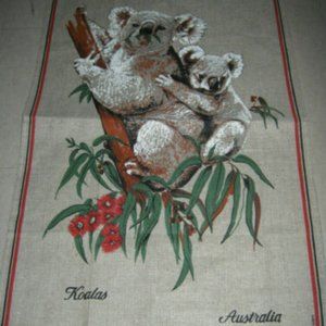 Australia Koalas Linen Cotton Tea Towel Heil